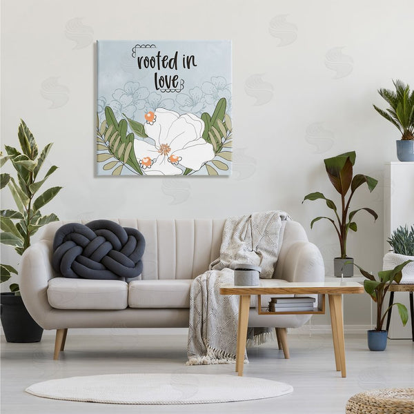 Stupell Industries Terri Conrad | Rooted In Love Phrase Fluid Floral White Flower Wall Art