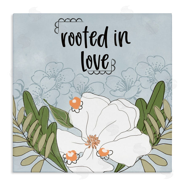 stupell industries Terri Conrad | Rooted In Love Phrase Fluid Floral White Flower Wall Art