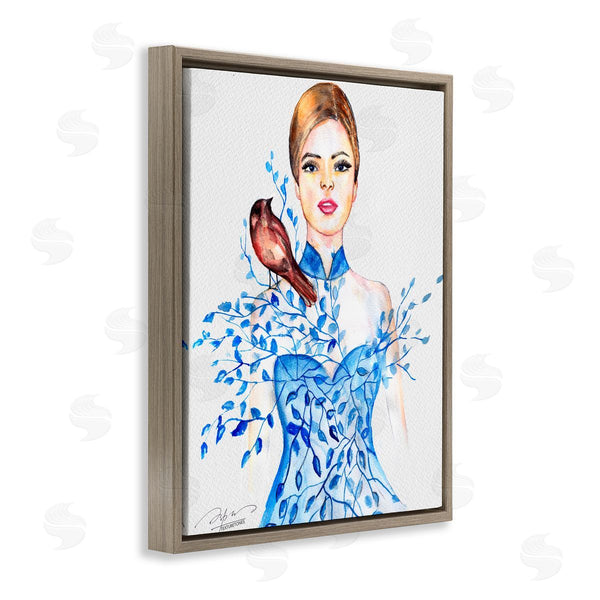 Stupell Industries Texturetones | Bird Perched On Woman's Shoulder Wall Art