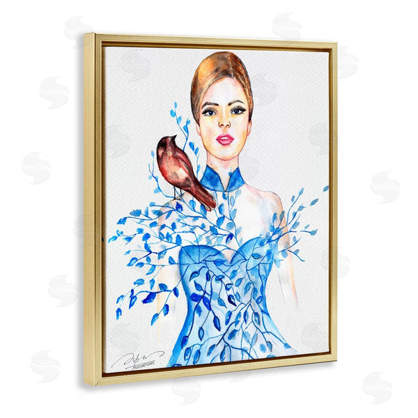 Stupell Industries Texturetones | Bird Perched On Woman's Shoulder Wall Art