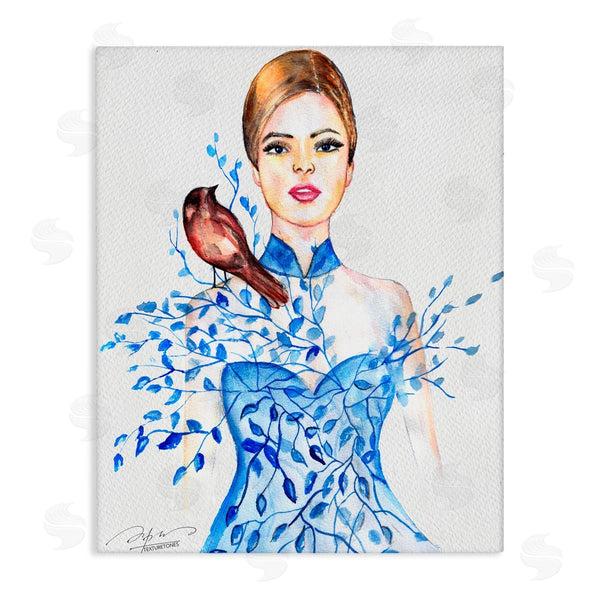 stupell industries Texturetones | Bird Perched on Woman's Shoulder Wall Art