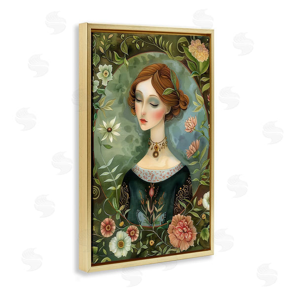 Stupell Industries The Dutch Lady | Floral Edged Victorian Woman