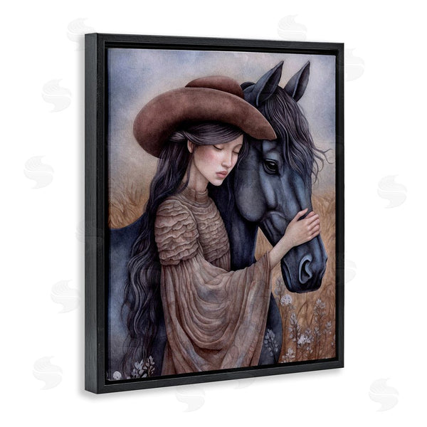 Stupell Industries The Dutch Lady | Girl With Black Stallion Wall Art