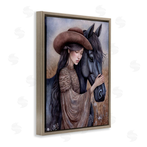 Stupell Industries The Dutch Lady | Girl With Black Stallion Wall Art