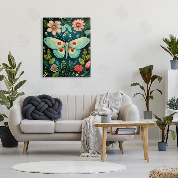 Stupell Industries The Dutch Lady | Green & Pink Moth Pattern Wall Art