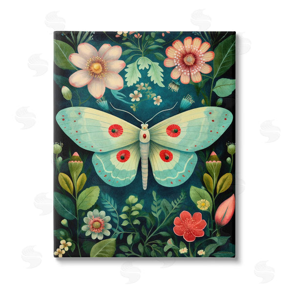 stupell industries The Dutch Lady | Green & Pink Moth Pattern Wall Art