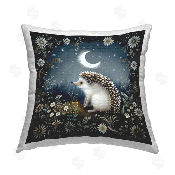 Stupell Industries The Dutch Lady | Hedgehog Under Forest Moon Printed Throw Pillow