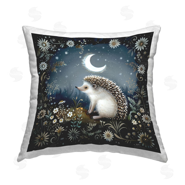 stupell industries The Dutch Lady | Hedgehog Under Forest Moon Printed Throw Pillow