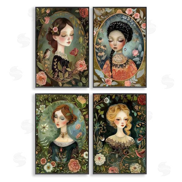 Stupell Industries The Dutch Lady | Nouveau Ladies With Floral Borders Wall Art