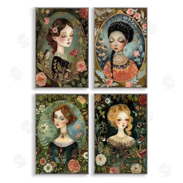 Stupell Industries The Dutch Lady | Nouveau Ladies With Floral Borders Wall Art