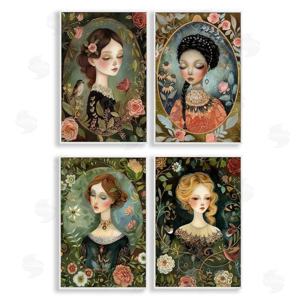 Stupell Industries The Dutch Lady | Nouveau Ladies With Floral Borders Wall Art