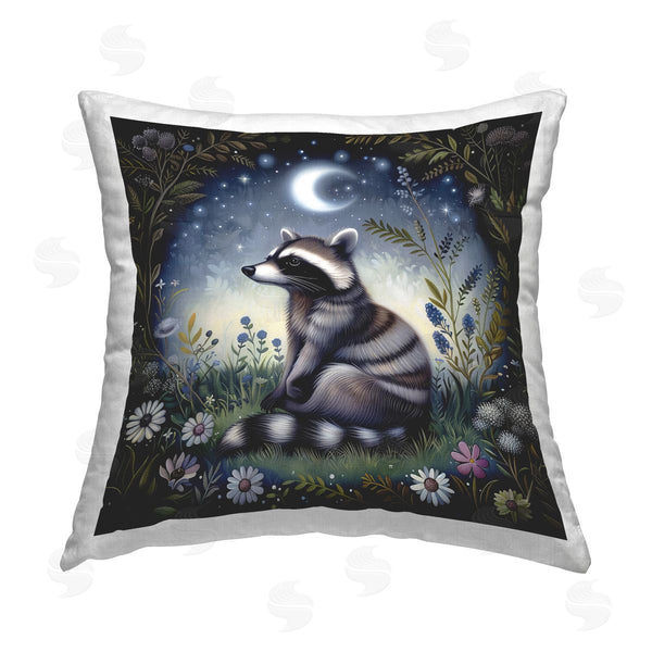 stupell industries The Dutch Lady | Raccoon Under Night Forest Printed Throw Pillow
