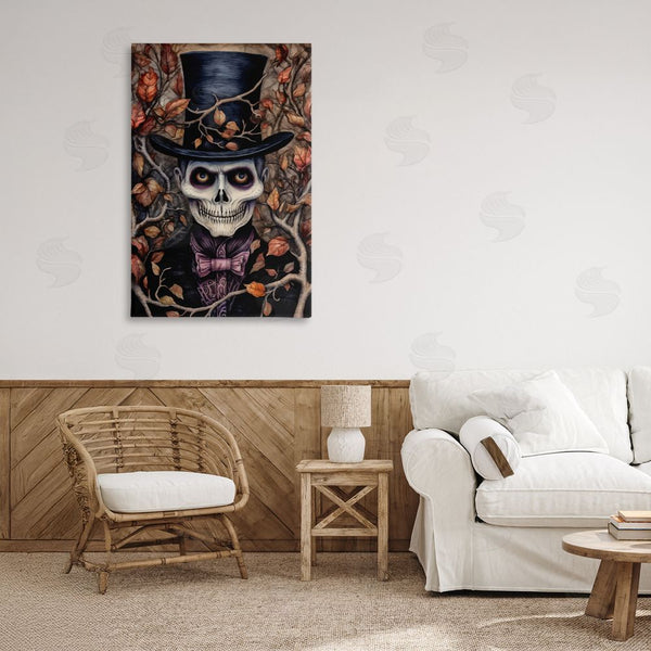Stupell Industries The Dutch Lady | Spooky Skeleton With Leaves Wall Art