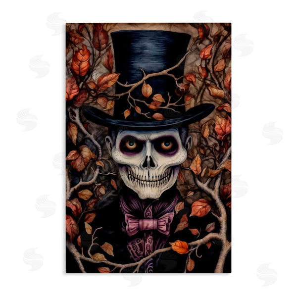 stupell industries The Dutch Lady | Spooky Skeleton with Leaves Wall Art