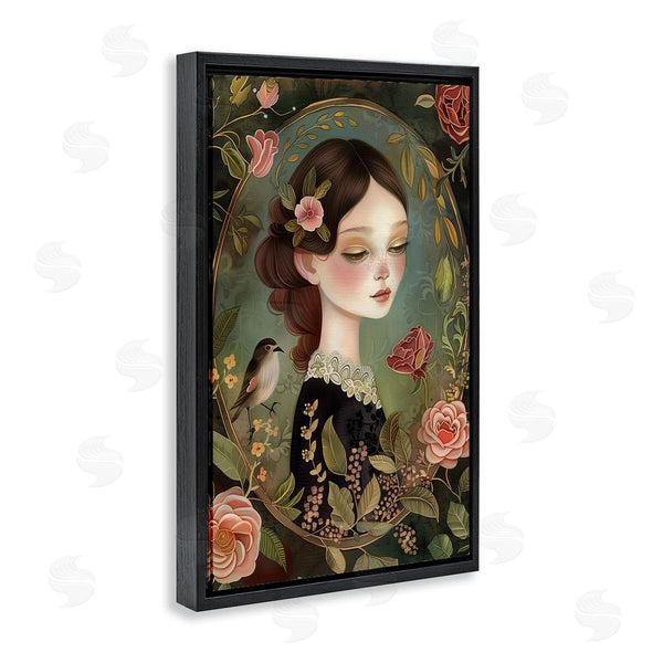 Stupell Industries The Dutch Lady | Vintage Lady & Floral Border