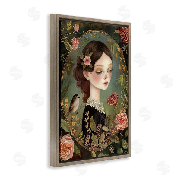 Stupell Industries The Dutch Lady | Vintage Lady & Floral Border