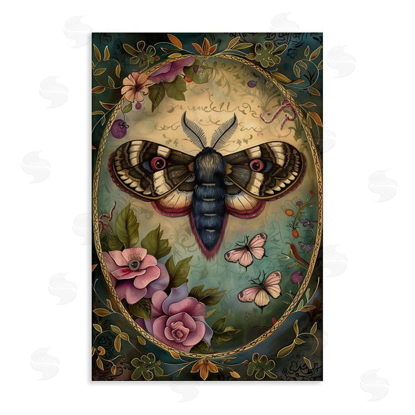 stupell industries The Dutch Lady | Vintage Moth & Floral Border