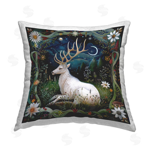 Stupell Industries The Dutch Lady | White Deer Forest Scene Printed Throw Pillow