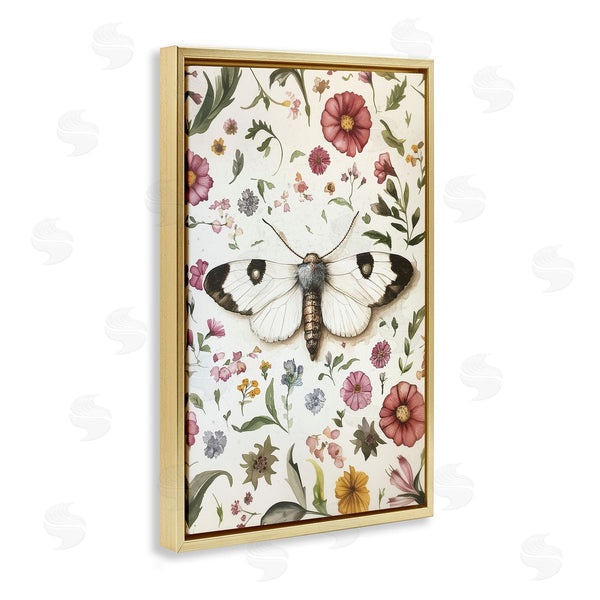 Stupell Industries The Dutch Lady | White Moth & Botanicals