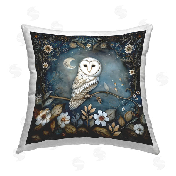 stupell industries The Dutch Lady | White Owl Forest Scene Printed Throw Pillow