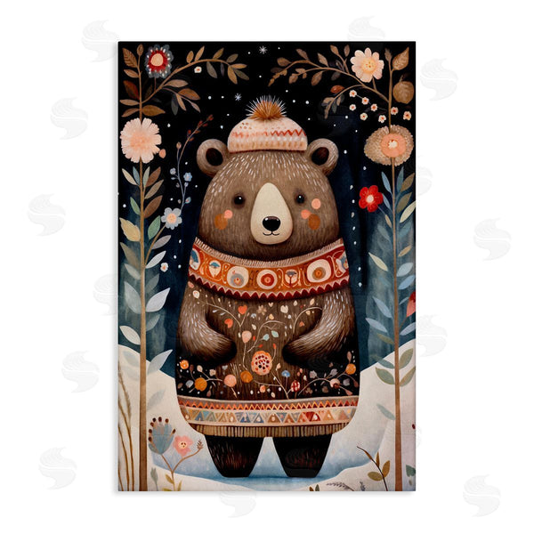 stupell industries The Dutch Lady | Winter Woodland Bear Wall Art