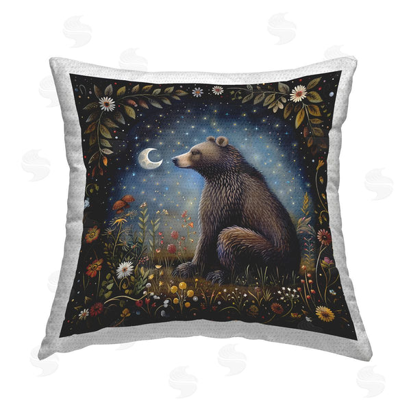 Stupell Industries The Dutch Lady | Woodland Bear Night Forest Printed Throw Pillow