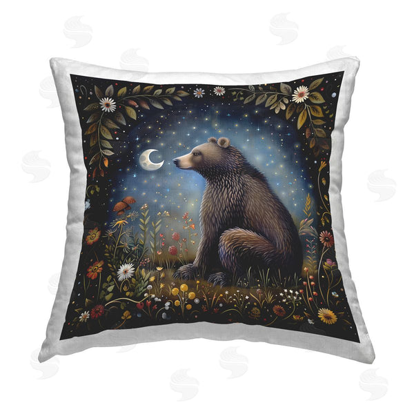 stupell industries The Dutch Lady | Woodland Bear Night Forest Printed Throw Pillow