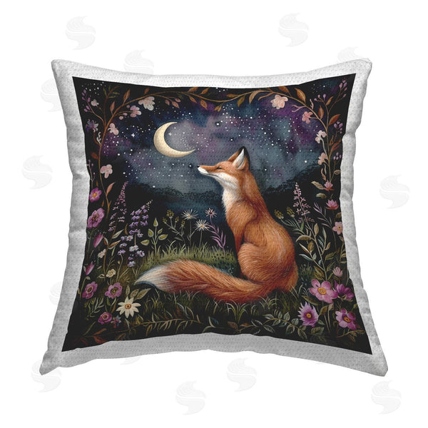 Stupell Industries The Dutch Lady | Woodland Fox Night Forest Printed Throw Pillow