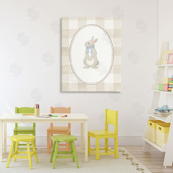Stupell Industries The Paper Curator | Bunny On Green Gingham Wall Art