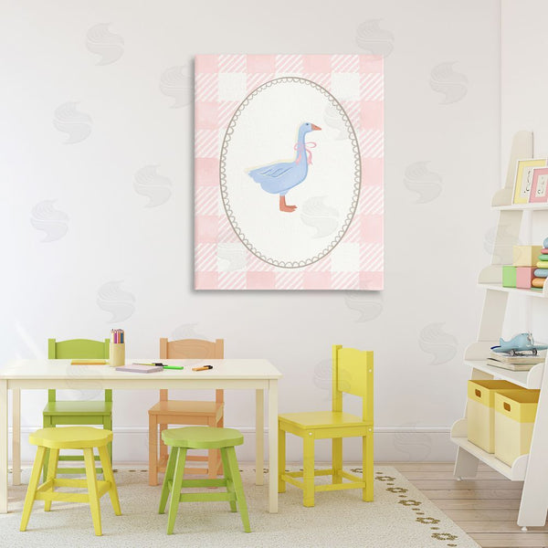 Stupell Industries The Paper Curator | Goose On Soft Pink Plaid Wall Art