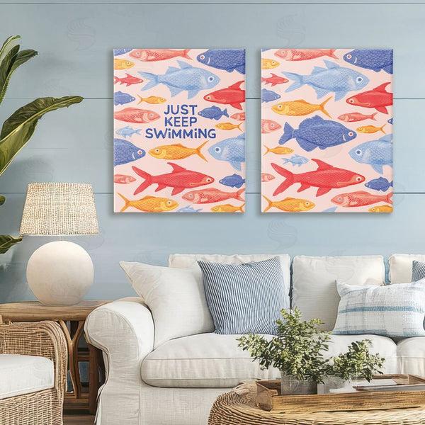 Stupell Industries The Paper Curator | Just Keep Swimming Motivating Fish Wall Art