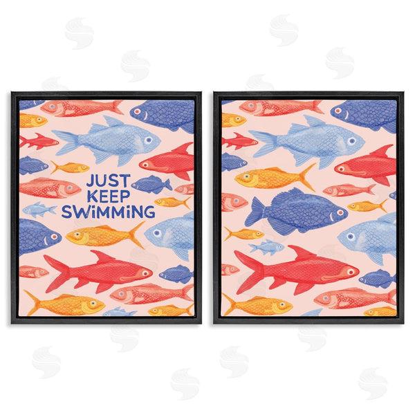 Stupell Industries The Paper Curator | Just Keep Swimming Motivating Fish Wall Art