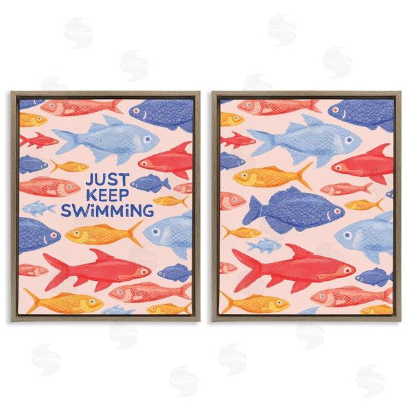 Stupell Industries The Paper Curator | Just Keep Swimming Motivating Fish Wall Art