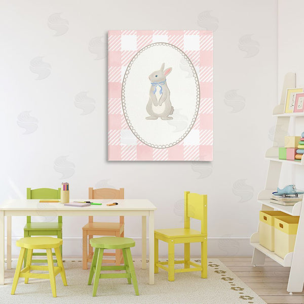 Stupell Industries The Paper Curator | Soft Pastel Gingham Rabbit Wall Art