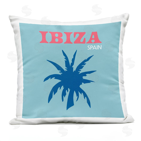 Stupell Industries The Saturday Evening Post | Ibiza Spain Blue Palm Printed Throw Pillow