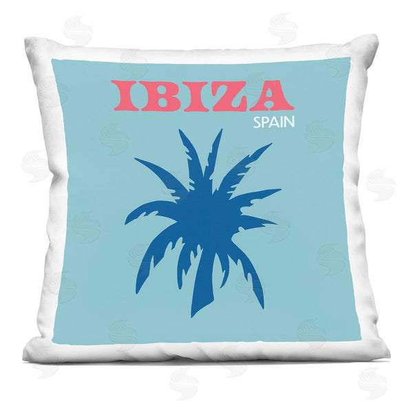 stupell industries The Saturday Evening Post | Ibiza Spain Blue Palm Printed Throw Pillow