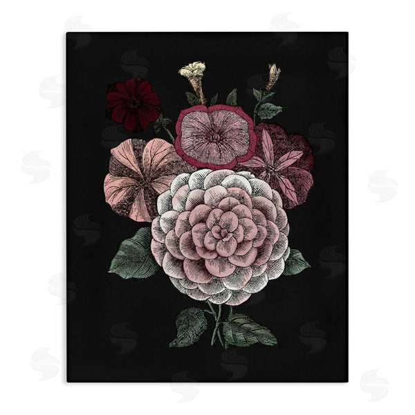 stupell industries The Saturday Evening Post | Pink Flowers On Black Wall Art