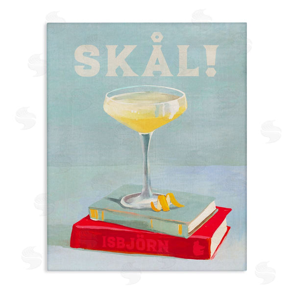 stupell industries The Whiskey Ginger | Skal Cocktail & Bookstack Wall Art