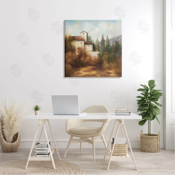 Stupell Industries Theo Beck | Countryside Estate Warm Autumn Field Villa Landscape Wall Art