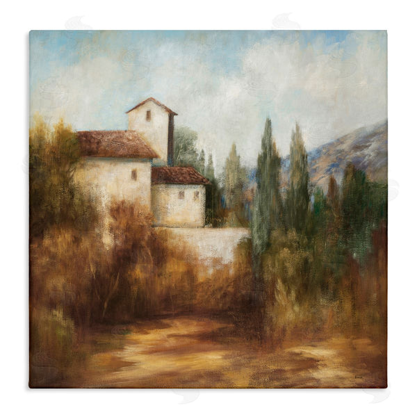 stupell industries Theo Beck | Countryside Estate Warm Autumn Field Villa Landscape Wall Art