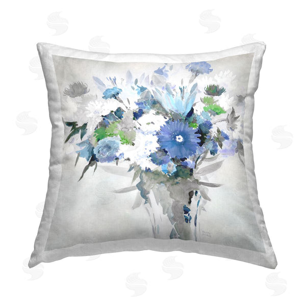 stupell industries Theresa Troise Heidel | Bustling Blue Bouquet Printed Throw Pillow