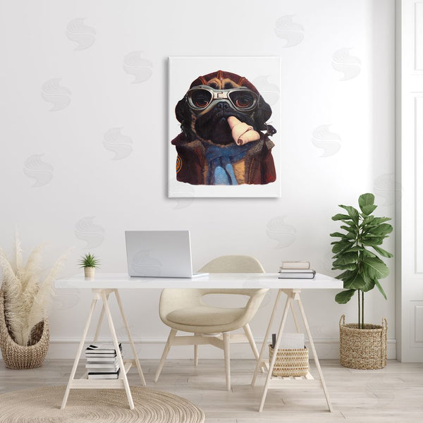 Stupell Industries Thomas Fluharty | Air Pilot Pug Vintage Pet Fashion Dog Bone Wall Art