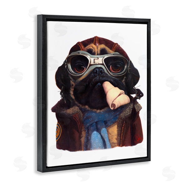 Stupell Industries Thomas Fluharty | Air Pilot Pug Vintage Pet Fashion Dog Bone Wall Art