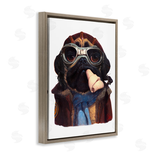 Stupell Industries Thomas Fluharty | Air Pilot Pug Vintage Pet Fashion Dog Bone Wall Art
