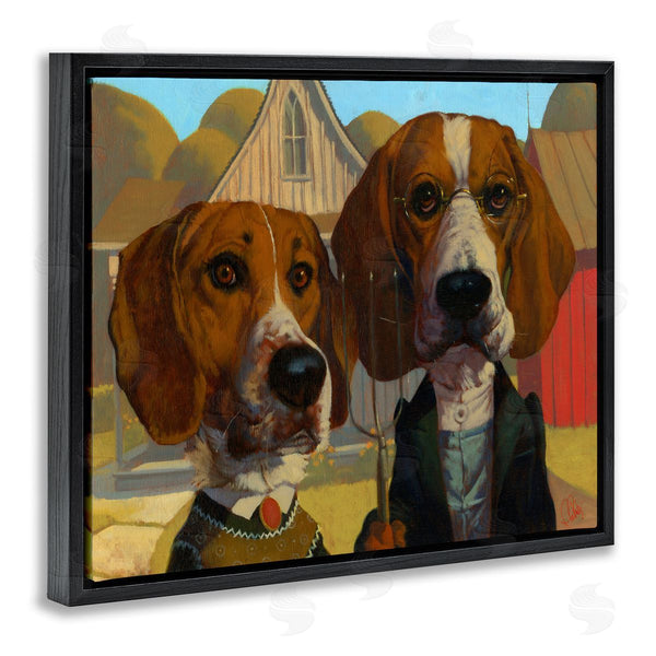 Stupell Industries Thomas Fluharty | Basset Hound American Gothic Farm Pet Parody Wall Art