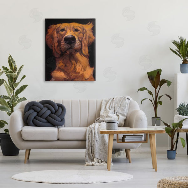 Stupell Industries Thomas Fluharty | Golden Retriever Pet Dog Portrait Bold Animal Painting Wall Art