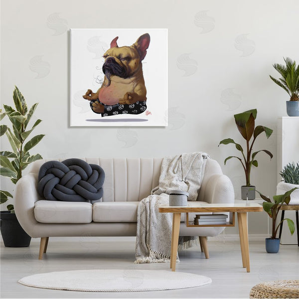 Stupell Industries Thomas Fluharty | Levitating French Bulldog Urban Dog Meditation Portrait Wall Art