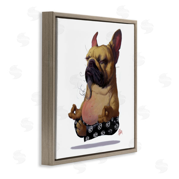 Stupell Industries Thomas Fluharty | Levitating French Bulldog Urban Dog Meditation Portrait Wall Art