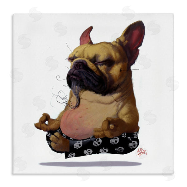 stupell industries Thomas Fluharty | Levitating French Bulldog Urban Dog Meditation Portrait Wall Art