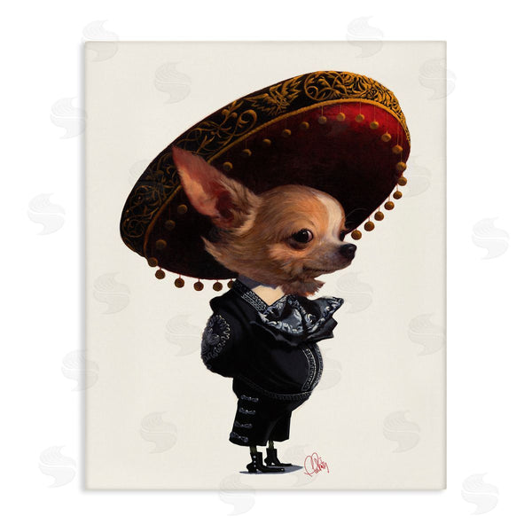 stupell industries Thomas Fluharty | Mariachi Chihuahua with Sombrero Adorable Pet Dog Wall Art